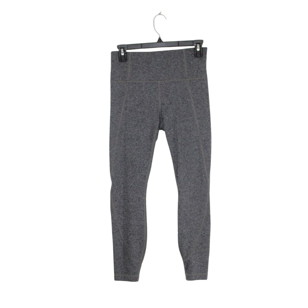 Athleta women's cropped heather gray leggings size S mid rise stretch yoga